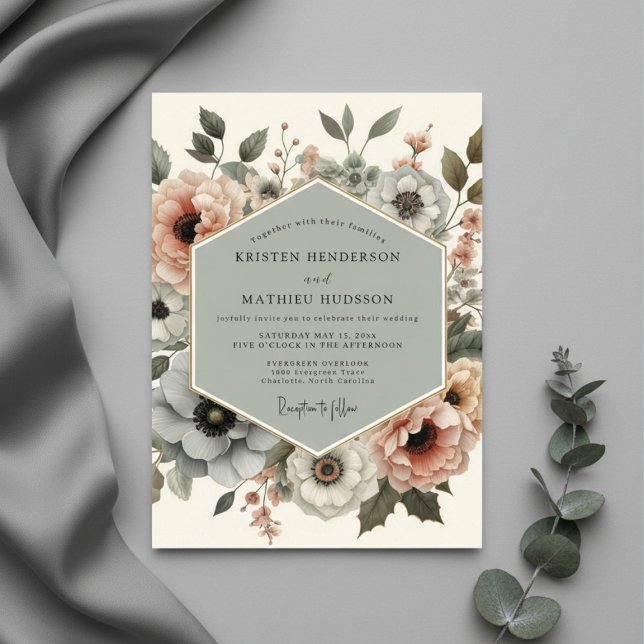 Invitation Dusty Rose Botanical Elegance Wedding (Créateur téléchargé)