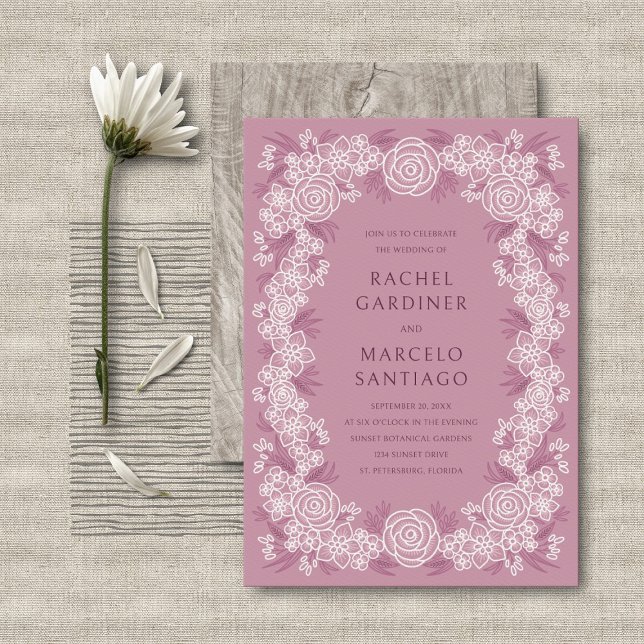 Invitation Dusty Rose Botanical Floral Mariage (Créateur téléchargé)