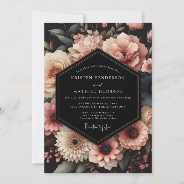 Invitation Dusty Rose Botanical Romance Wedding (Devant)