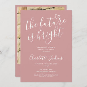 Invitation Dusty Rose brillant Fête de la graduation photo