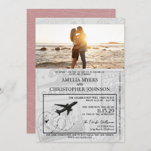Invitation Dusty Rose California Passport Mariage