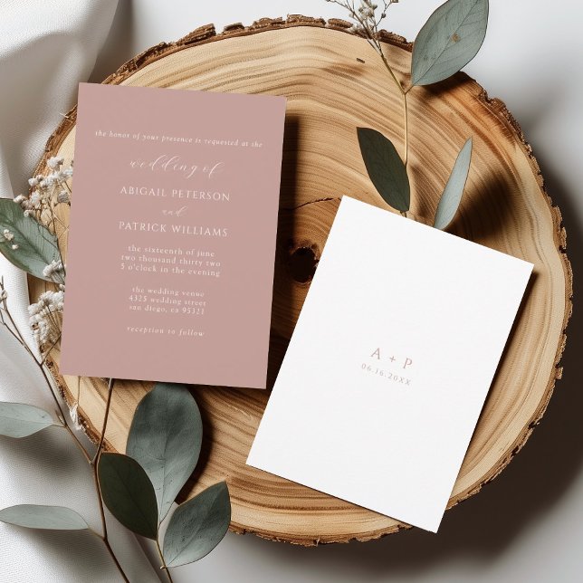 Invitation Dusty rose classique Mariage minimal (Créateur téléchargé)