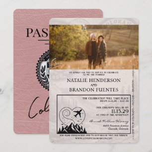Invitation Dusty Rose Colorado Mariage de passeport