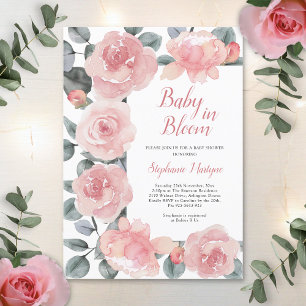 Invitation Dusty Rose Eucalyptus Baby dans le Baby shower en