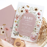 Invitation Dusty rose Fleur sauvage bébé en Fleur fille Douch<br><div class="desc">Le design présente un étalage complexe de fleurs de boho,  soigneusement garnies dans des tons doux et muets. Chaque fleur délicate saisit l'essence de la beauté naturelle et de la tranquillité,  symbolisant l'amour et l'anticipation qui accompagnent l'accueil d'un petit précieux dans le monde.</div>