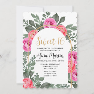 Invitation Dusty rose Flora Vert Rose or doux 16