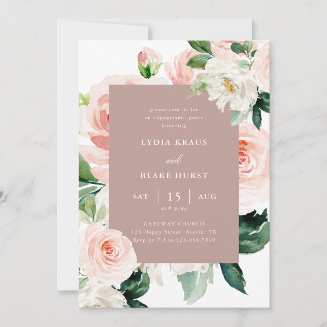 Invitation Dusty Rose Floral Calligraphy (Devant)