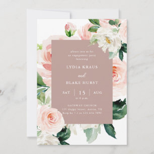 Invitation Dusty Rose Floral Calligraphy