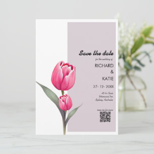Invitation Dusty rose Floral élégant code Qr enregistrer la d