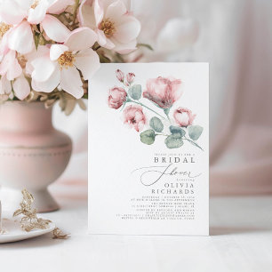 Invitation Dusty Rose Floral Élégant Fête des mariées minimal