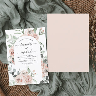 Invitation Dusty rose floral Eucalyptus Mariage Invi