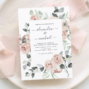 Invitation Dusty rose floral Eucalyptus Mariage Invi