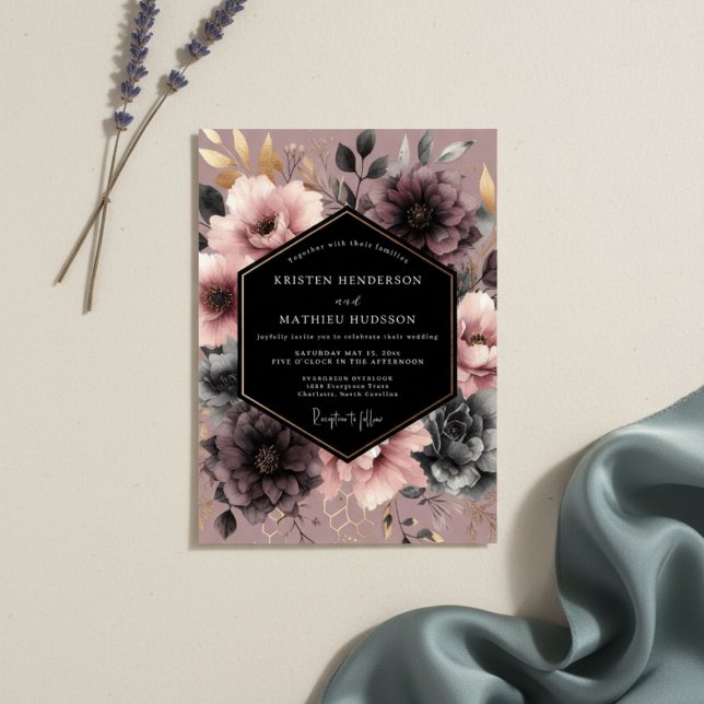 Invitation Dusty Rose Floral Wedding (Créateur téléchargé)