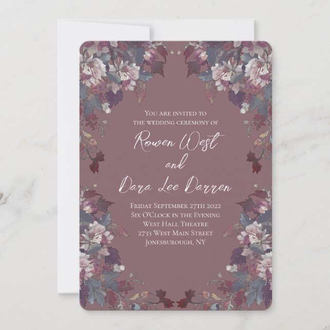 Invitation Dusty Rose Floral Wedding Autumn Botanical (Devant)