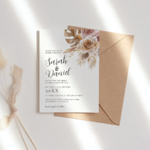 Invitation Dusty Rose Floral Wreath Mariage