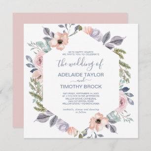 Invitation Dusty Rose Florals Carré Le Mariage de