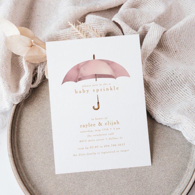 Invitation Dusty Rose Girl Baby Sprinkle Shower Event | (Créateur téléchargé)