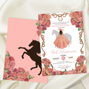 Invitation Dusty Rose Gold Blush Western Charro Quinceañera