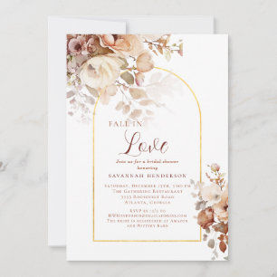 Invitation Dusty Rose Gold Chute En Amour Fête des mariées Fl