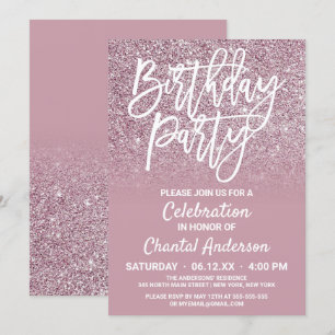 Invitation Dusty Rose Gold Pink Parties scintillant Ombre Ann