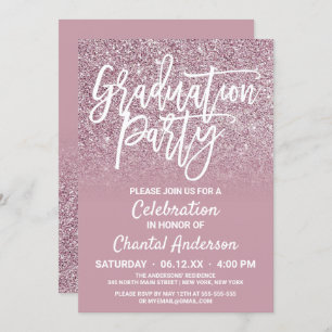 Invitation Dusty Rose Gold Pink Parties scintillant Ombre Gra