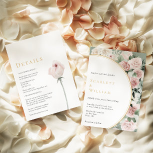 Invitation Dusty Rose Gold Sage Vintage Mariage Tout en un