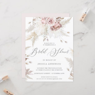 Invitation Dusty Rose & ivoire Floral Grande Fête des mariées