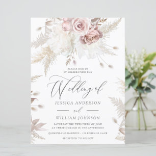 Invitation Dusty Rose & Ivory Floral Grand Mariage