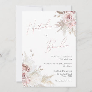 Invitation Dusty Rose & Ivory Modern Script Mariage floral