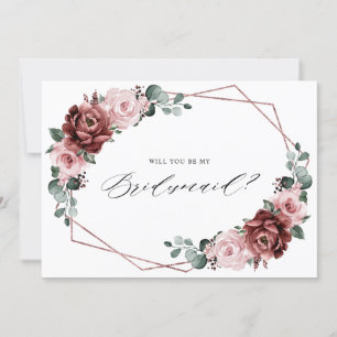 Invitation Dusty rose mauve Rose Floral Bridesmaid Propositio