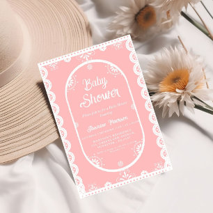 Invitation Dusty rose Mexicaine fille baby shower papel picad