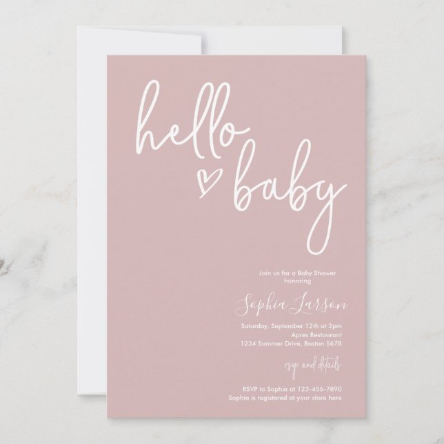 Invitation Dusty rose minimaliste Baby shower moderne Boho (Devant)