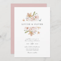 Dusty Rose moderne Aquarelle Floral Lys Mariage