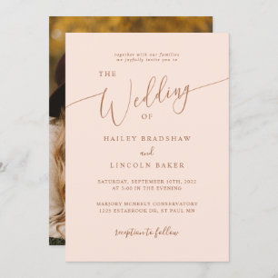 Invitation Dusty Rose moderne minimaliste Mariage photo