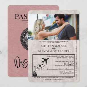 Invitation Dusty Rose Nashville Mariage de passeport