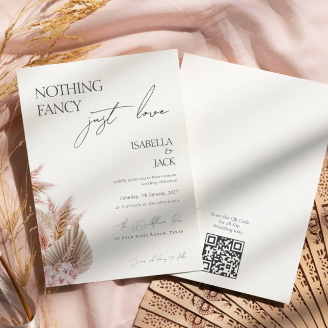 Invitation Dusty Rose Pampas Grass Mariage intime (Créateur téléchargé)
