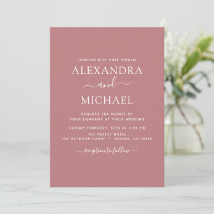 Invitation Dusty Rose rose Mariage moderne Typographie