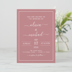 Invitation Dusty Rose rose Mariage moderne Typographie Invita