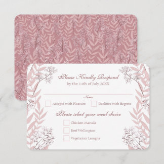 Invitation Dusty Rose rose Mariage Vintage Botanique