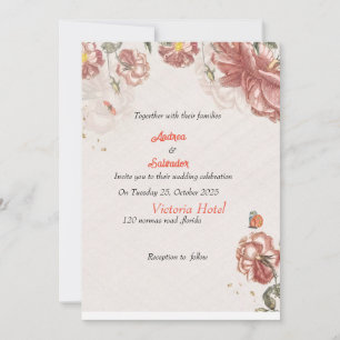 Invitation Dusty Rose rose Mauve or vert Mariage floral