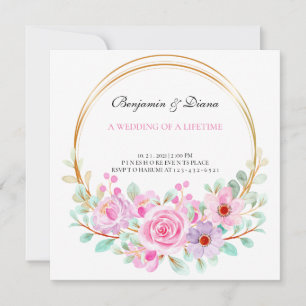 Invitation Dusty Rose rose Mauve or vert Mariage floral