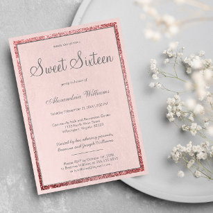 Invitation Dusty rose rose or argent parties scintillant Swee
