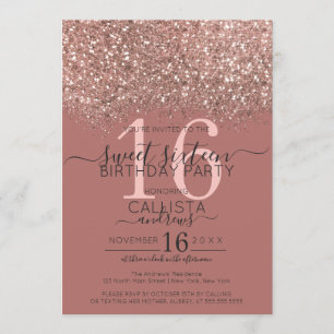 Invitation Dusty Rose Rose Or Parties scintillant Confetti Sw