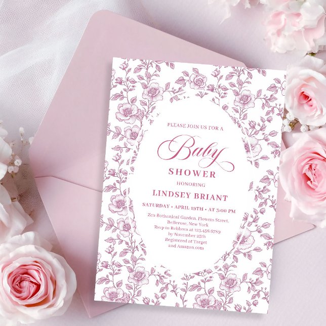 Invitation Dusty Rose Rose Pattern Pink Baby Shower Invitatio (Dusty Rose Rose Pattern Pink Baby Shower Invitation)