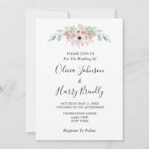 Invitation Dusty Rose Rustic Eucalyptus Mariage de verdure