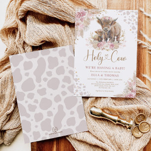 Invitation Dusty rose Saint Vache Boho Pampas Baby shower fil