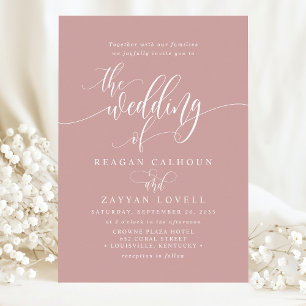 Invitation Dusty Rose Simple Modern Script Mariage