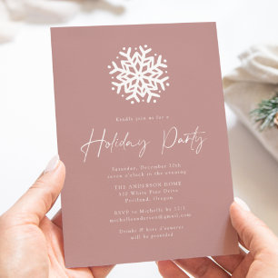 Invitation Dusty Rose Simple Snowflake Fête de vacances