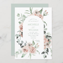 Invitation Dusty Rose Verdure Floral Delicate Mariage