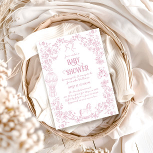 Invitation Dusty rose Whimsical Floral Baby shower fille